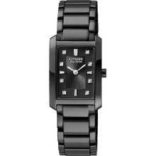 Citizen Eco-Drive Ladies Diamond Palidoro Watch Black Dial EX1077-51E