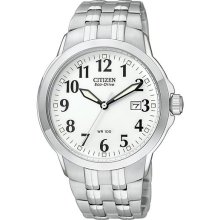 Citizen Eco-Drive Mens Easy Reader Silver-Tone W