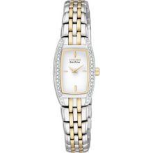 Citizen Eco-Drive Silhouette Crystal Ladies Two Tone Stainless Steel Watch