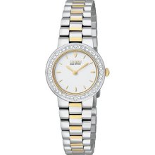 Citizen Eco Drive Silhouette Crystal Two Tone Ladies Watch Ew9824-53a