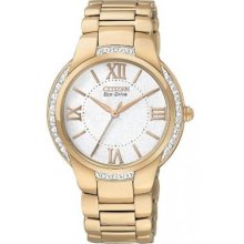 Citizen Ladies Ciena Rose Gold Stainless Steel Case and Bracelet White Dial EM0093-59A