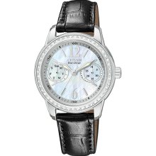 Citizen Ladies Eco-Drive Silhouette Crystal Mother Of Pearl Day Date FD1030-13D