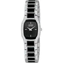 Citizen Ladies Normandie Stainless Steel Eco-Drive Black Dial Swarovski Crystal EW9780-57E