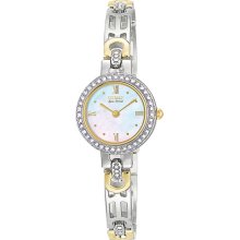 Citizen Ladies Silhouette Swarovski Crystals Two Tone Stainless Steel Blue Mother of Pearl EW8464-52D