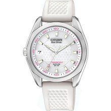 Citizen Ladies Titanium Golf Eco-Drive Sapphire Silver Dial Polyurethane Strap Date Display EO1070-05A