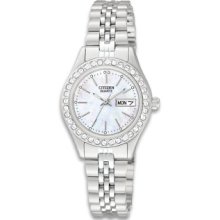 Citizen Quartz Ladies Silver Tone Crystal Stainless Steel Watch