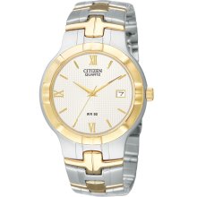 Citizen Quartz Mens Analog Stainless Watch - Two-tone Bracelet - White Dial - BK2324-51A