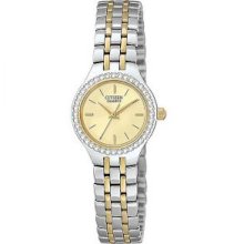 Citizen Quartz Swarovski Two Tone Ladies Dress Watch EJ6044-51P