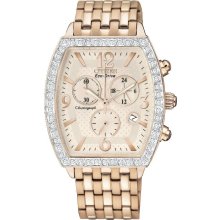 Citizen Womens Eco-Drive Crystal Chronograph Stainless Watch - Gold Bracelet - Gold Dial - FB1273-57A