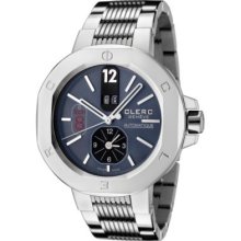 Clerc Men's Icon 8 Swiss Automatic Blue Dial Stainless Steel Bracelet Watch
