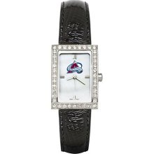 Colorado Avalanche Women's Allure Watch with Black Leather Strap