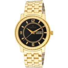 Croton Watches Men's Black Textured Dial Gold Tone Brass Gold Tone Br