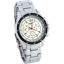 CURREN 8005 Round Dial Steel Band Men's Wrist Watch (White)