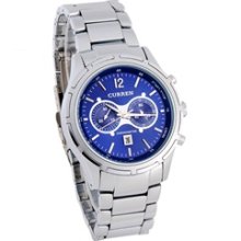 curren watches 8054 White Steel Watch with Calendar (Blue)