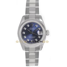 Datejust 179160 Steel Oyster Band Smooth Bezel Blue Diamond Dial