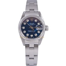 Datejust 69160 Steel Oyster Band Smooth Bezel Blue Diamond Dial