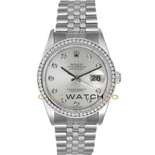 Datejust Steel 16200 Jubilee Band Silver Diamond Dial & Bezel