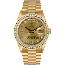 Day Date 18038 Yellow Gold President Champ Diamond Dial & Bezel