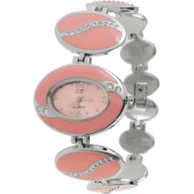 Delicate Crystal Elliptic Dial Stainless Steel Wrist Watch Bracelet (Pink) - Pink - Stainless Steel