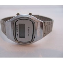 Delphi Ii Quartz Silver Tone Lcd Vintage Stainless Steel Watch (parts/repair)