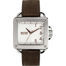 Designer Watch Brown Leather Moschino Quartz Square Cheap And Chic Unit