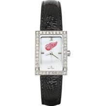 Detroit Red Wings Allure Ladies Watch With Black Leader Strap