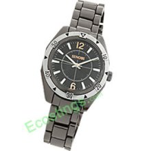 Dial Metal Watchband Round Men's Wrist Watch