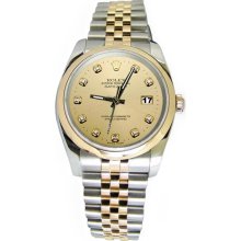 Diamond dial rolex watch smooth bezel jubilee datejust SS & gold