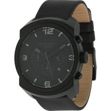 Diesel Black Leather Chronograph Mens Watch DZ4257