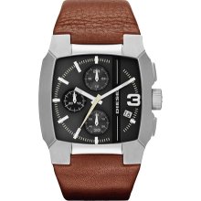 Diesel Men's DZ4276 Brown Leather Analog Quartz Watch with Black Dial