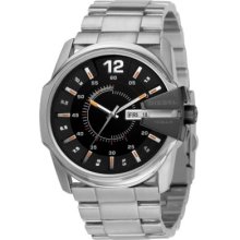Diesel Men's Quartz Round Black Dial Silver-tone Stainless Steel Bracelet Watch
