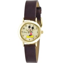 Disney MCK614 Women's Mickey Mouse Brown Leather Band Watch