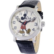 Disney Mickey Mouse Stainless Steel Leather Watch - Men