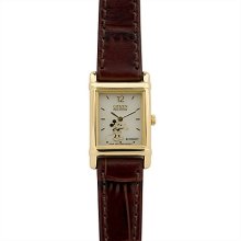 Disney Wrist Watch - Citizen Eco-Drive - Brown Leather Mickey Mouse for Women