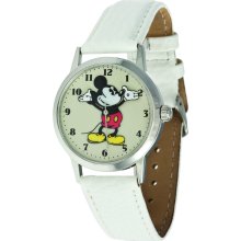 Disney Zr26161 Mickey Mouse White Leather Watch