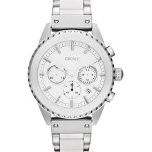 DKNY Chronograph Bracelet Watch, 42mm White/ Silver