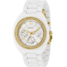 DKNY Crystal Bezel Chronograph White Ladies Watch NY4784