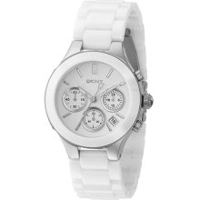 DKNY NY4912 Chronograph White Dial White Ceramic Band Ladies Watch