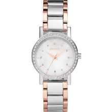 DKNY Womens Glitz Analog Stainless Watch - Two-tone Bracelet - White Dial - NY8222