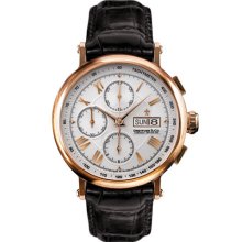 Dreyfuss Gents Chronograph Rose Gold Brown Leather Strap Watch