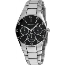 DS3303-237 Dilligaf Ladies Steel Black Dial Silver Tone Bracelet Watch