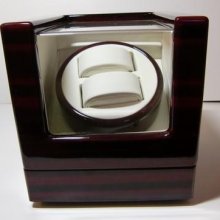 Dual Automatic Watch Winder Box Wooden Ac / 2 X Aa Battery