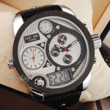 Dual Time Fashion Oversize Design Mens Boys Cool Sport Quartz Wrist Watch Date