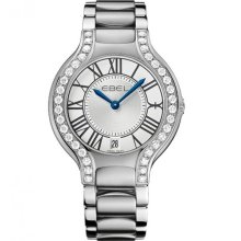 Ebel Beluga Grande Sertie Diamond 36.5mm Watch - Silver Dial, Stainless Steel Bracelet 1216071 Sale Authentic