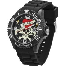 Ed Hardy Women's Matterhorn MH-BK Black Silicone Quartz Watch with