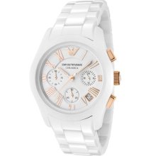 Emporio Armani Women's Chronograph White Dial White Ceramic