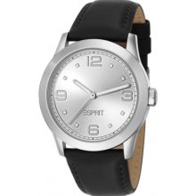 Esprit Galaxis Women's Quartz Watch With Silver Dial Analogue Display And Black Leather Strap Es105512001