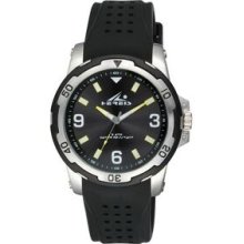 Europa Men`s Silver-tone Adventure Watch With Black Polyurethane Strap