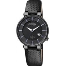 EW1794-05E - Citizen Eco-Drive Sapphire Crystal Made in Japan Ladies Black Leather Watch