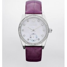 Express Womens Analog Leather Strap Watch Wine Bright Purple, No Size